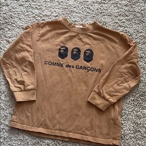 Comme des Garcons Brown Long Sleeve Tee with Ribbed Cuffs